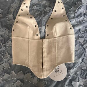 Viral ALIX EARLE Cream Studded Halter Top